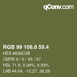 カラーコード: RGB 99 108.8 59.4 | qconv.com