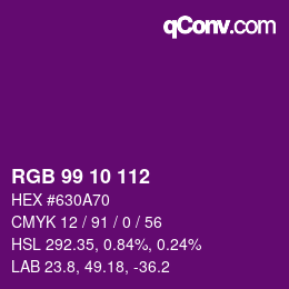 颜色代码: RGB 99 10 112 | qconv.com