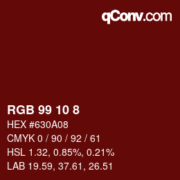 カラーコード: RGB 99 10 8 | qconv.com