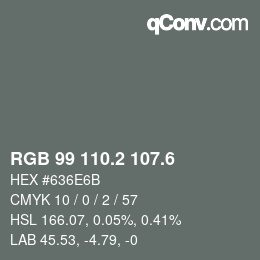 カラーコード: RGB 99 110.2 107.6 | qconv.com