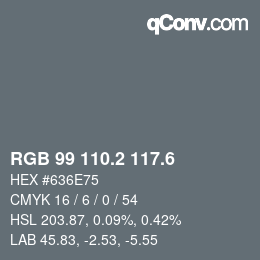 カラーコード: RGB 99 110.2 117.6 | qconv.com