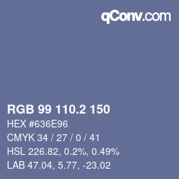 カラーコード: RGB 99 110.2 150 | qconv.com