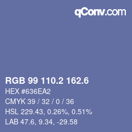 カラーコード: RGB 99 110.2 162.6 | qconv.com