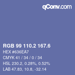 カラーコード: RGB 99 110.2 167.6 | qconv.com