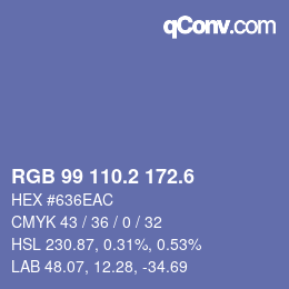 カラーコード: RGB 99 110.2 172.6 | qconv.com