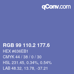 カラーコード: RGB 99 110.2 177.6 | qconv.com