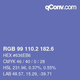 カラーコード: RGB 99 110.2 182.6 | qconv.com