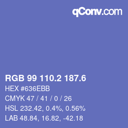 カラーコード: RGB 99 110.2 187.6 | qconv.com