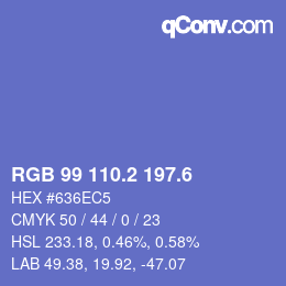 カラーコード: RGB 99 110.2 197.6 | qconv.com