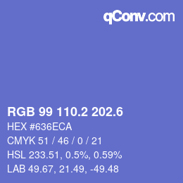 カラーコード: RGB 99 110.2 202.6 | qconv.com