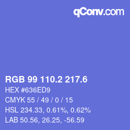 カラーコード: RGB 99 110.2 217.6 | qconv.com