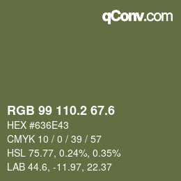 カラーコード: RGB 99 110.2 67.6 | qconv.com