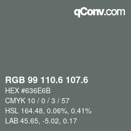 カラーコード: RGB 99 110.6 107.6 | qconv.com