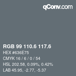 カラーコード: RGB 99 110.6 117.6 | qconv.com