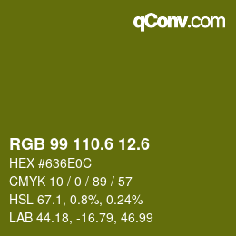 カラーコード: RGB 99 110.6 12.6 | qconv.com