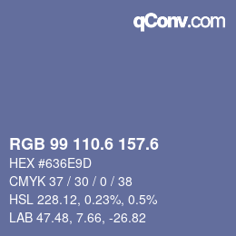 カラーコード: RGB 99 110.6 157.6 | qconv.com