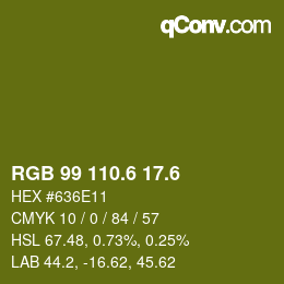 カラーコード: RGB 99 110.6 17.6 | qconv.com
