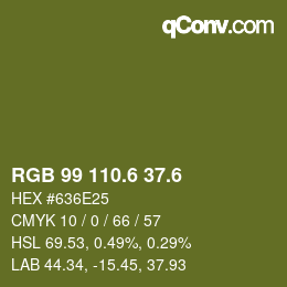 カラーコード: RGB 99 110.6 37.6 | qconv.com
