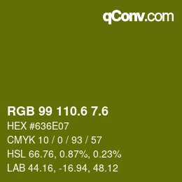 カラーコード: RGB 99 110.6 7.6 | qconv.com