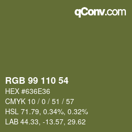 颜色代码: RGB 99 110 54 | qconv.com