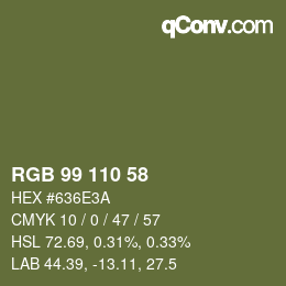 Code couleur: RGB 99 110 58 | qconv.com