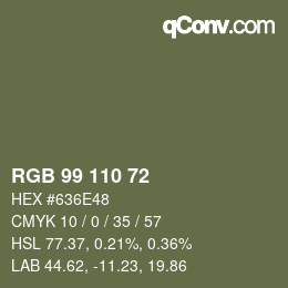 Farbcode: RGB 99 110 72 | qconv.com