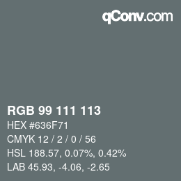 颜色代码: RGB 99 111 113 | qconv.com