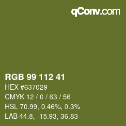 カラーコード: RGB 99 112 41 | qconv.com