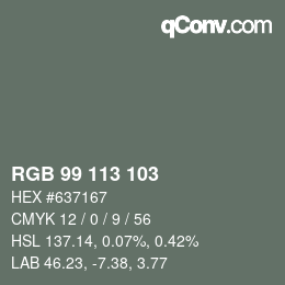 Color code: RGB 99 113 103 | qconv.com