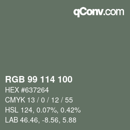 Código de color: RGB 99 114 100 | qconv.com