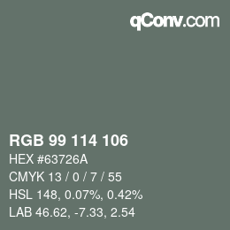 カラーコード: RGB 99 114 106 | qconv.com