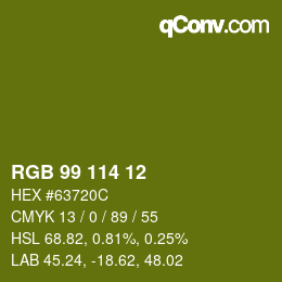 Color code: RGB 99 114 12 | qconv.com