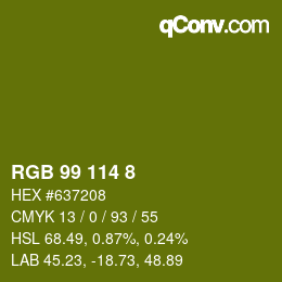 カラーコード: RGB 99 114 8 | qconv.com