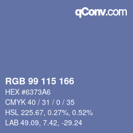 Color code: RGB 99 115 166 | qconv.com