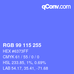 Color code: RGB 99 115 255 | qconv.com