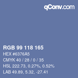 カラーコード: RGB 99 118 165 | qconv.com