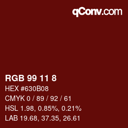 カラーコード: RGB 99 11 8 | qconv.com