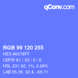 Color code: RGB 99 120 255 | qconv.com