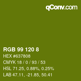 颜色代码: RGB 99 120 8 | qconv.com