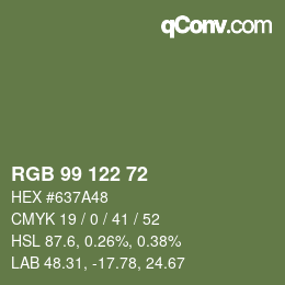 Farbcode: RGB 99 122 72 | qconv.com