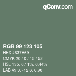 Código de color: RGB 99 123 105 | qconv.com