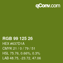 Color code: RGB 99 125 26 | qconv.com