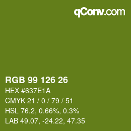 Color code: RGB 99 126 26 | qconv.com