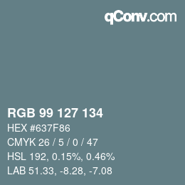 Color code: RGB 99 127 134 | qconv.com