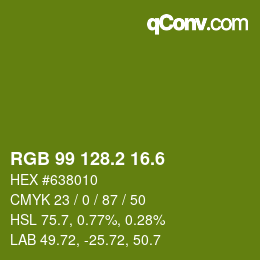 カラーコード: RGB 99 128.2 16.6 | qconv.com