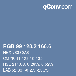 カラーコード: RGB 99 128.2 166.6 | qconv.com