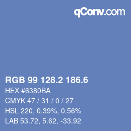 カラーコード: RGB 99 128.2 186.6 | qconv.com