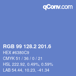 カラーコード: RGB 99 128.2 201.6 | qconv.com
