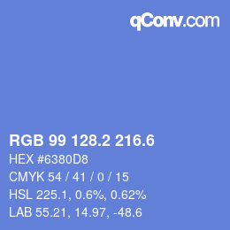 カラーコード: RGB 99 128.2 216.6 | qconv.com