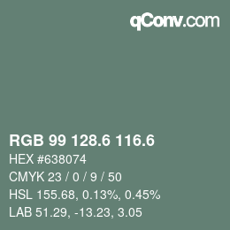 カラーコード: RGB 99 128.6 116.6 | qconv.com